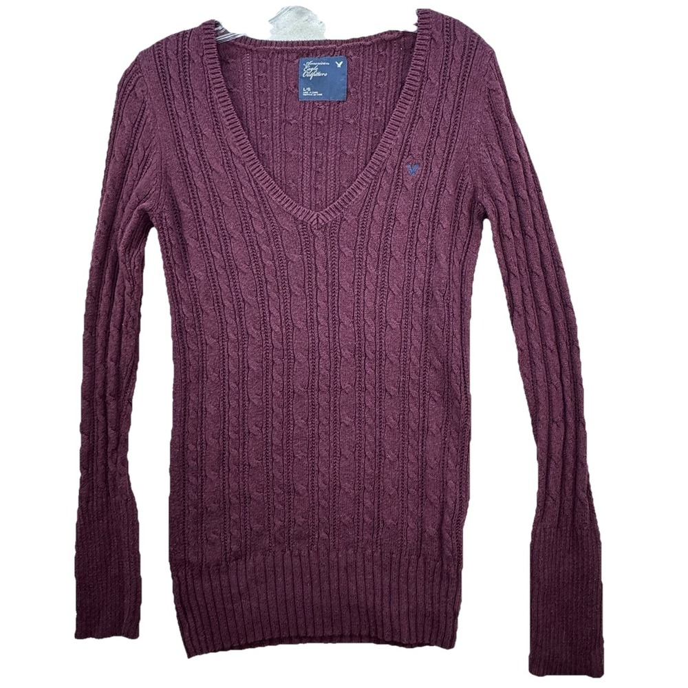 VTG Y2K American Eagle Dark Purple‎ Sweater Size Large Bella Mall Preppy Retro